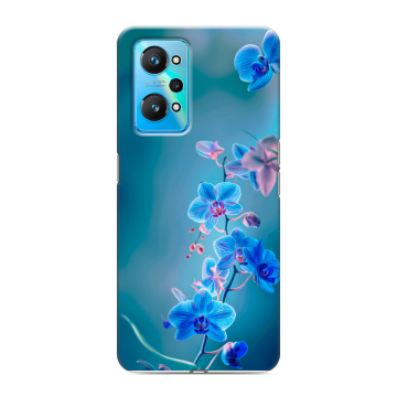 Силиконовый чехол на Realme GT Neo 2 с принтом Голубые цветы