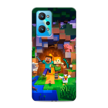 Силиконовый чехол на Realme GT Neo 2 с принтом Майнкрафт Minecraft Силиконовый чехол на Realme GT Neo 2 с принтом Майнкрафт Minecraft