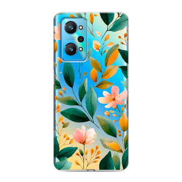 Силиконовый чехол на Realme GT Neo 2 с принтом Цветы паттерн