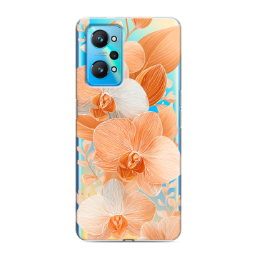 Силиконовый чехол на Realme GT Neo 2 с принтом Бежевые цветы