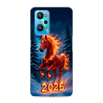Силиконовый чехол на Realme GT Neo 2 с принтом Новый год коня