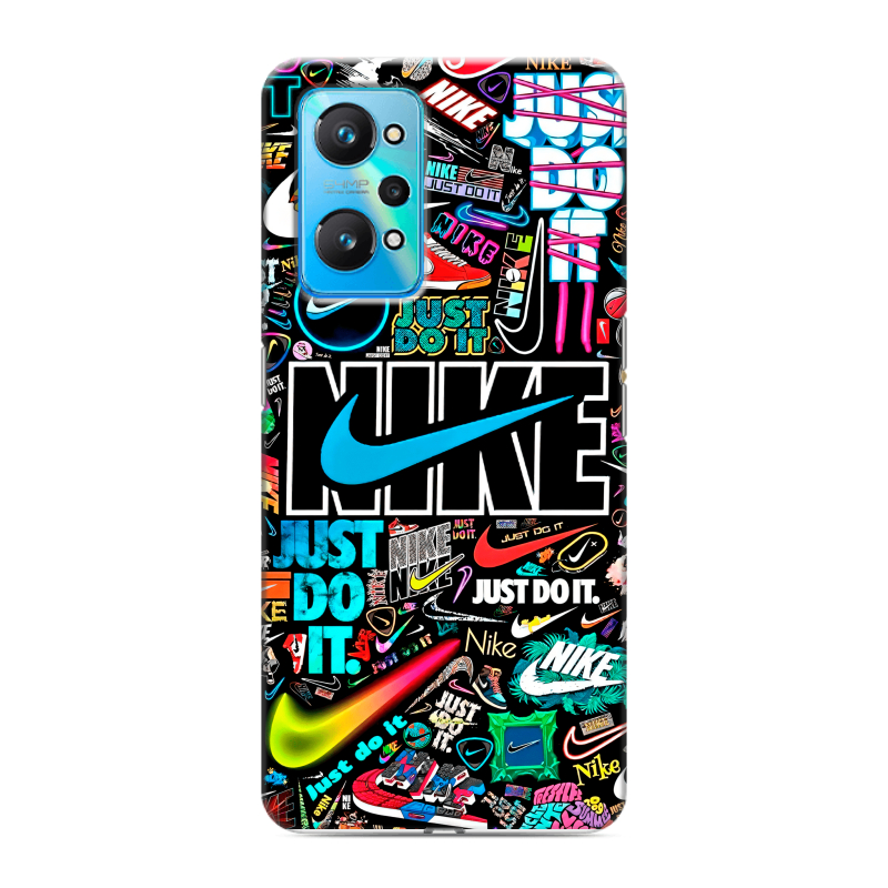Силиконовый чехол на Realme GT Neo 2 с принтом найк nike черный Силиконовый чехол на Realme GT Neo 2 с принтом найк nike черный
