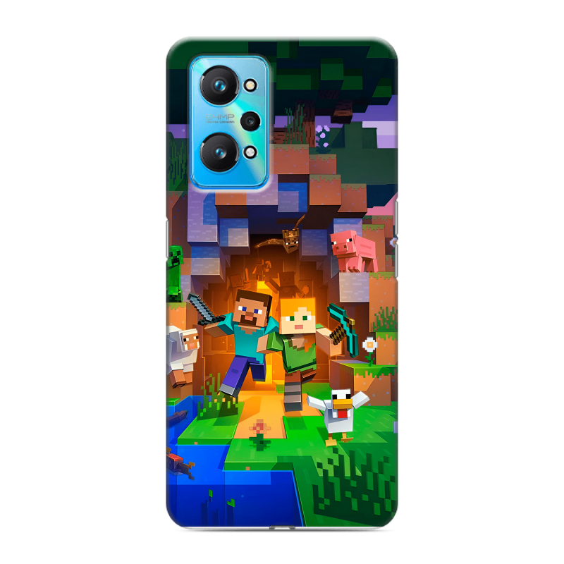 Силиконовый чехол на Realme GT Neo 2 с принтом Майнкрафт Minecraft Силиконовый чехол на Realme GT Neo 2 с принтом Майнкрафт Minecraft