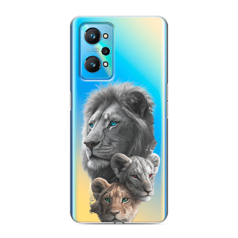 Силиконовый противоударный чехол на Realme GT Neo 2 с принтом Львы Силиконовый противоударный чехол на Realme GT Neo 2 с принтом Львы