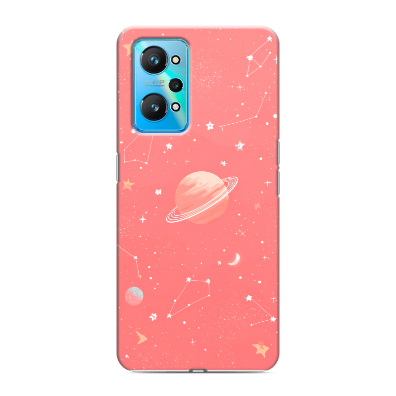 Силиконовый противоударный чехол на Realme GT Neo 2 с принтом Розовый космос Силиконовый противоударный чехол на Realme GT Neo 2 с принтом Розовый космос