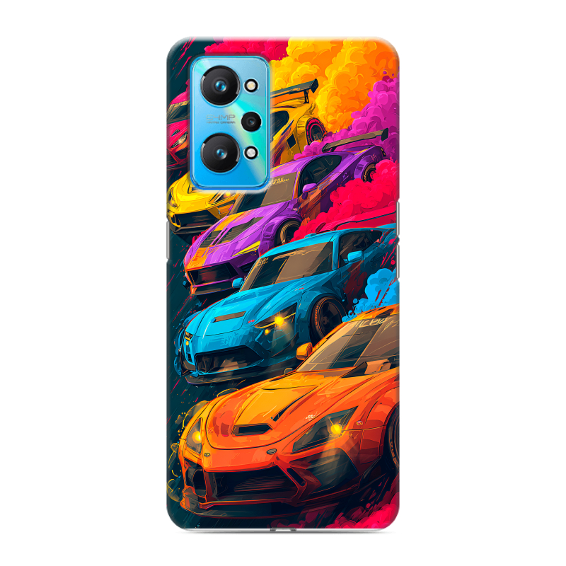 Силиконовый противоударный чехол на Realme GT Neo 2 с принтом Тачки Силиконовый противоударный чехол на Realme GT Neo 2 с принтом Тачки
