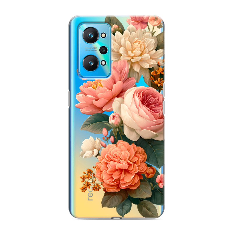Силиконовый чехол на Realme GT Neo 2 с принтом цветы Силиконовый чехол на Realme GT Neo 2 с принтом цветы