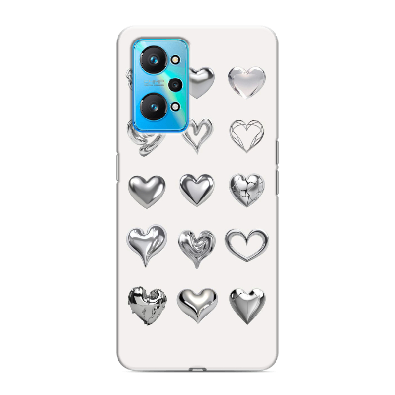 Силиконовый чехол на Realme GT Neo 2 с принтом Y2K сердечки Силиконовый чехол на Realme GT Neo 2 с принтом Y2K сердечки