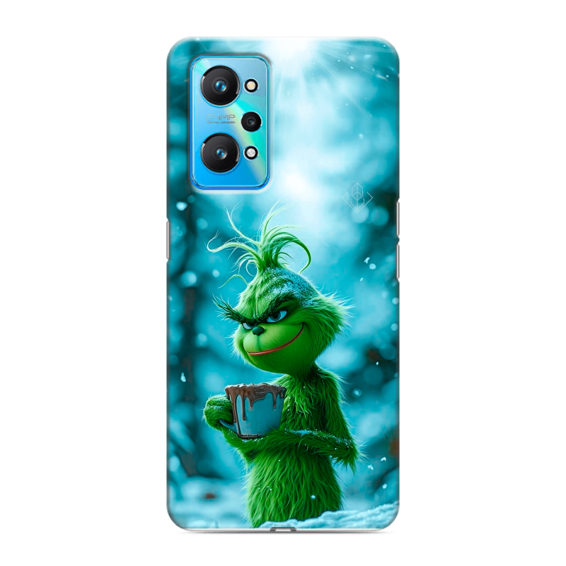 Силиконовый противоударный чехол на Realme GT Neo 2 с принтом Новый год гринч Силиконовый противоударный чехол на Realme GT Neo 2 с принтом Новый год гринч