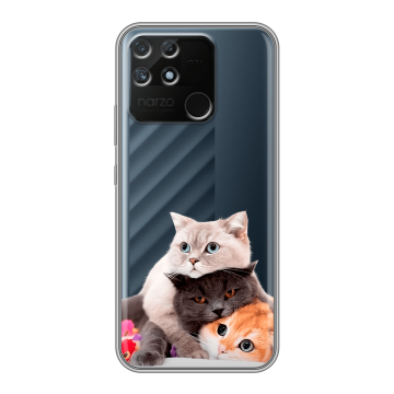 Силиконовый чехол на Realme Narzo 50A с принтом Кошки