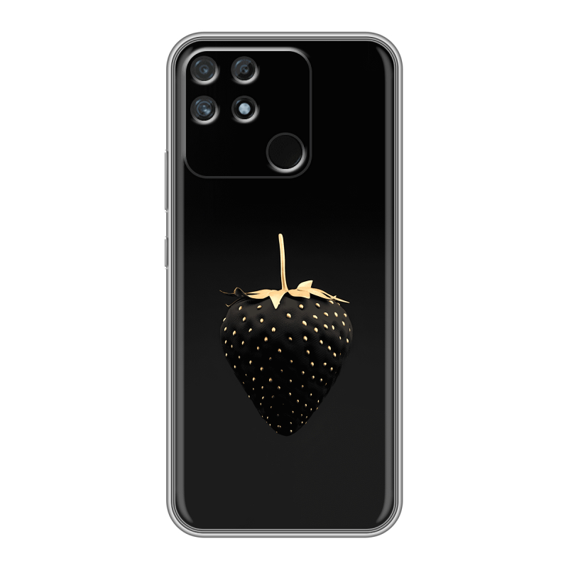 Силиконовый противоударный чехол на Realme Narzo 50A с принтом Черная клубника Силиконовый противоударный чехол на Realme Narzo 50A с принтом Черная клубника