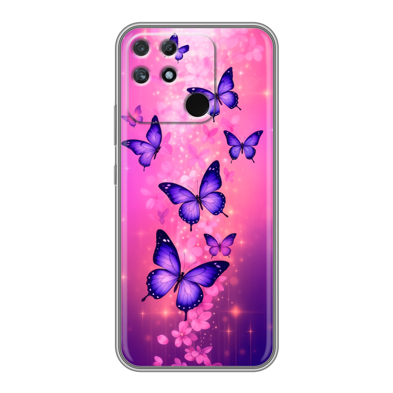 Силиконовый чехол на Realme Narzo 50A с принтом Бабочки Силиконовый чехол на Realme Narzo 50A с принтом Бабочки