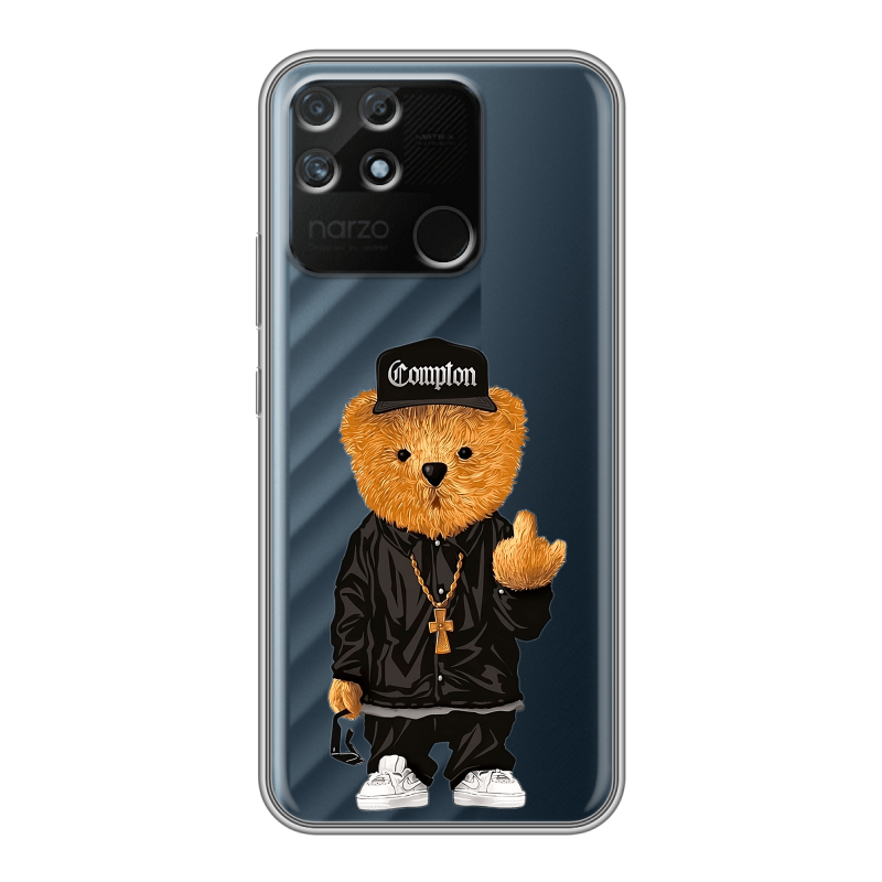 Силиконовый противоударный чехол на Realme Narzo 50A с принтом Плюшевый медведь Силиконовый противоударный чехол на Realme Narzo 50A с принтом Плюшевый медведь
