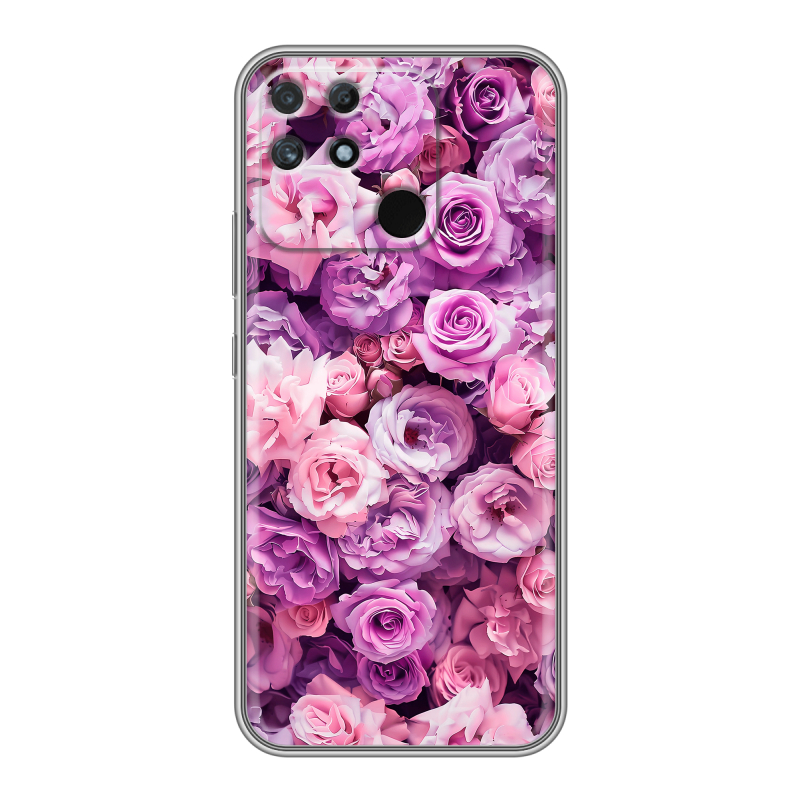 Силиконовый чехол на Realme Narzo 50A с принтом лавандовые розы Силиконовый чехол на Realme Narzo 50A с принтом лавандовые розы