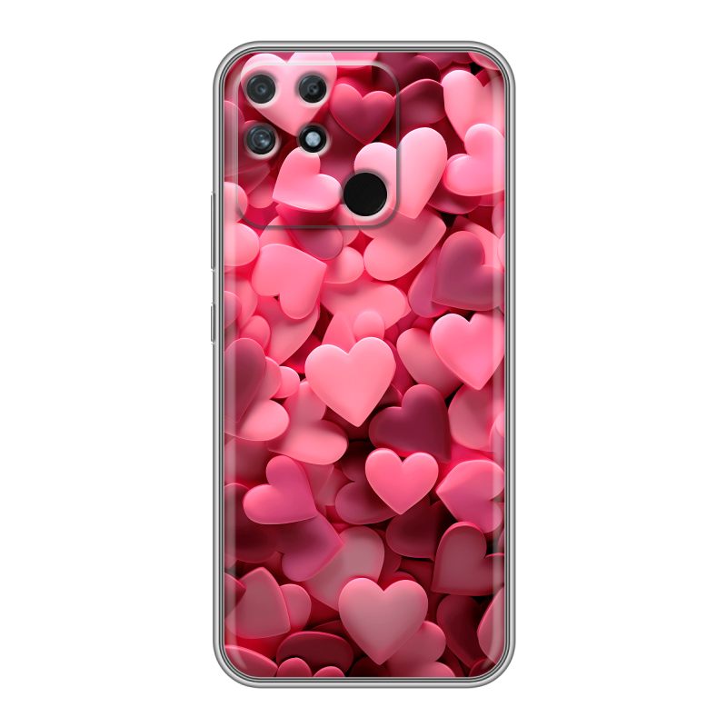 Силиконовый чехол на Realme Narzo 50A с принтом розовые сердечки Силиконовый чехол на Realme Narzo 50A с принтом розовые сердечки