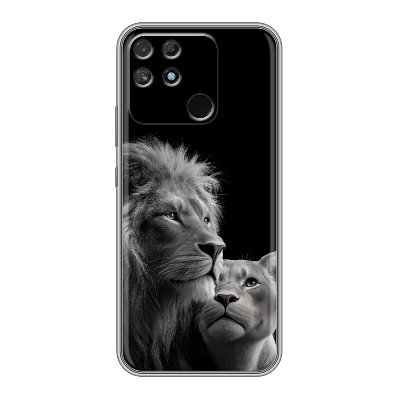 Силиконовый чехол на Realme Narzo 50A с принтом Лев кошки Силиконовый чехол на Realme Narzo 50A с принтом Лев кошки