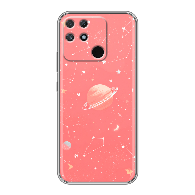 Силиконовый чехол на Realme Narzo 50A с принтом Розовый космос Силиконовый чехол на Realme Narzo 50A с принтом Розовый космос