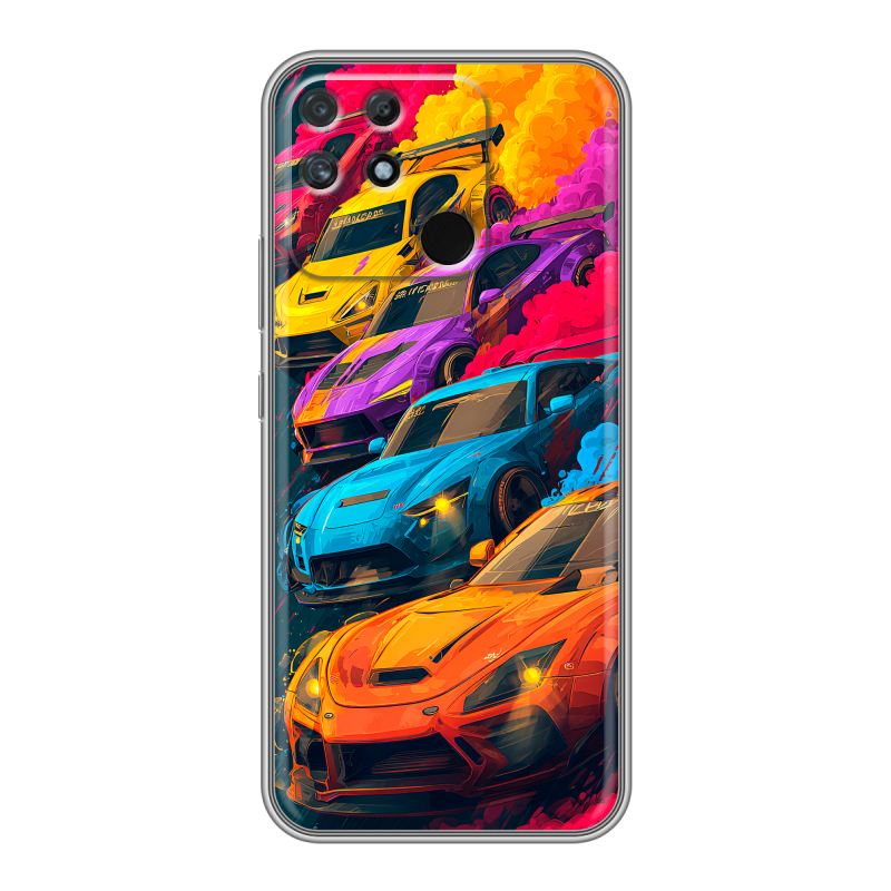 Силиконовый противоударный чехол на Realme Narzo 50A с принтом Тачки Силиконовый противоударный чехол на Realme Narzo 50A с принтом Тачки