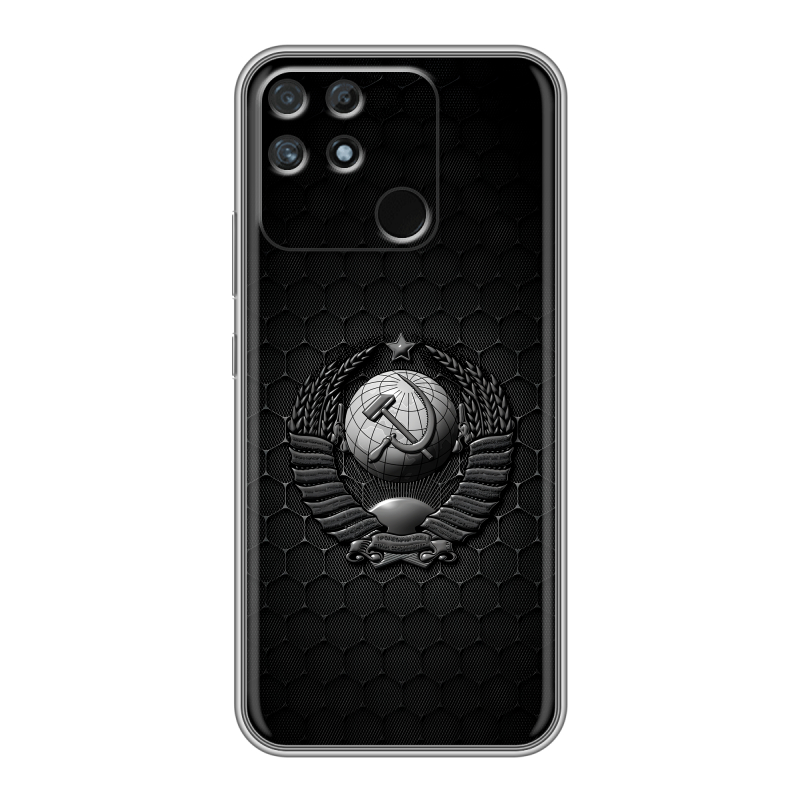Силиконовый противоударный чехол на Realme Narzo 50A с принтом Герб Флаг СССР Силиконовый противоударный чехол на Realme Narzo 50A с принтом Герб Флаг СССР