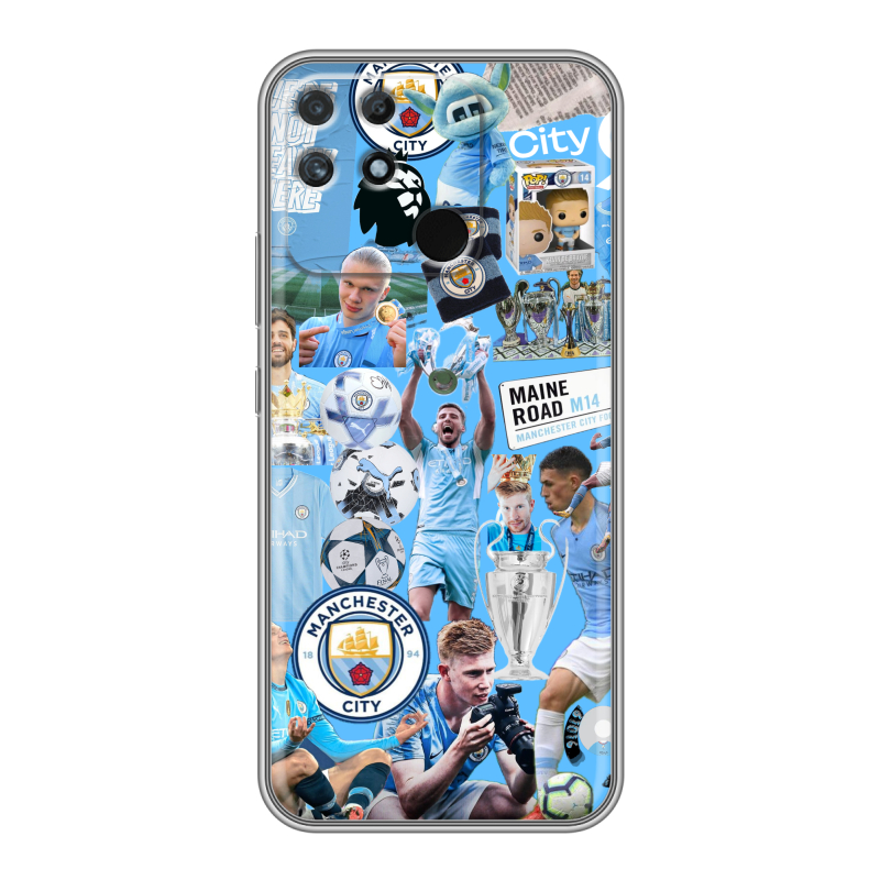 Силиконовый противоударный чехол на Realme Narzo 50A с принтом Man City Манчестер Сити Силиконовый противоударный чехол на Realme Narzo 50A с принтом Man City Манчестер Сити