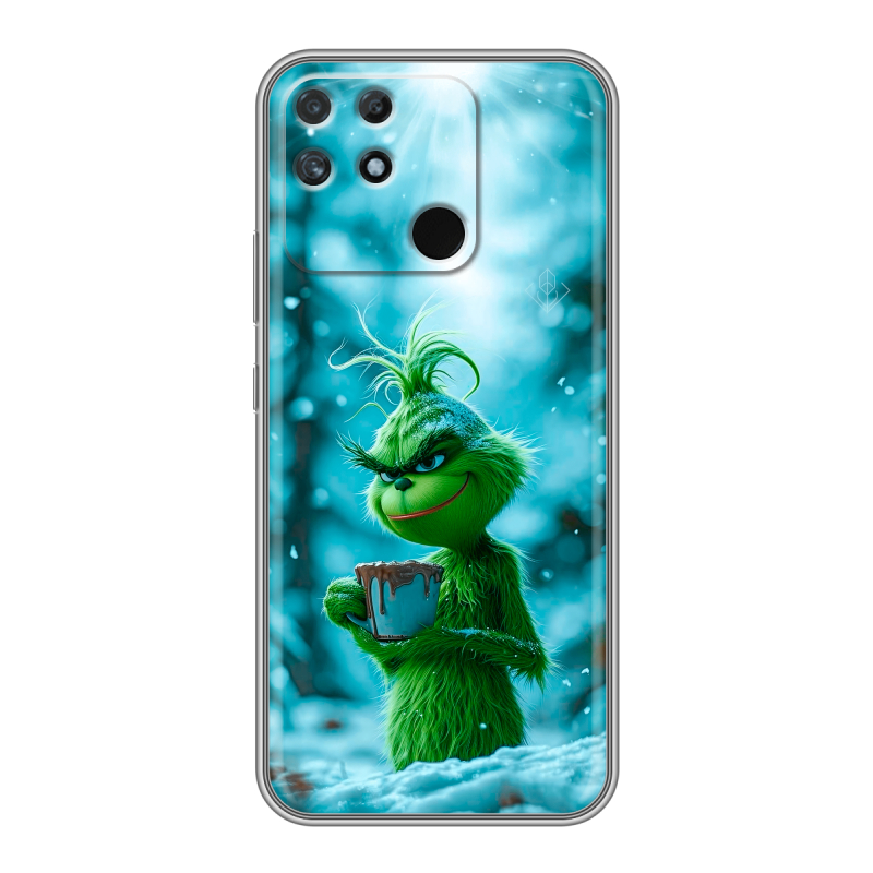 Силиконовый противоударный чехол на Realme Narzo 50A с принтом Новый год гринч Силиконовый противоударный чехол на Realme Narzo 50A с принтом Новый год гринч