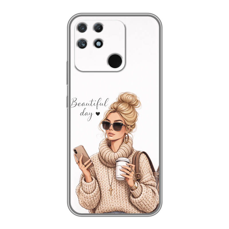 Силиконовый чехол на Realme Narzo 50A с принтом женский Силиконовый чехол на Realme Narzo 50A с принтом женский