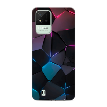 Силиконовый противоударный чехол на Realme Narzo 50i с принтом Геометрия неона
