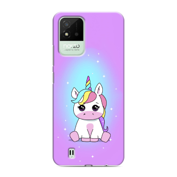 Силиконовый противоударный чехол на Realme Narzo 50i с принтом Единорог