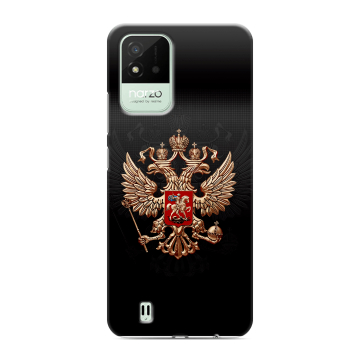 Силиконовый противоударный чехол на Realme Narzo 50i с принтом Герб России