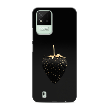 Силиконовый противоударный чехол на Realme Narzo 50i с принтом Черная клубника
