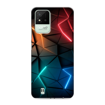 Силиконовый противоударный чехол на Realme Narzo 50i с принтом Абстракция неон