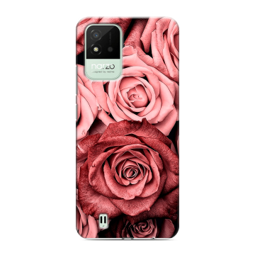 Силиконовый противоударный чехол на Realme Narzo 50i с принтом Цветы розы