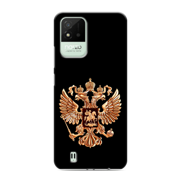 Силиконовый противоударный чехол на Realme Narzo 50i с принтом Герб России золотой Силиконовый противоударный чехол на Realme Narzo 50i с принтом Герб России золотой