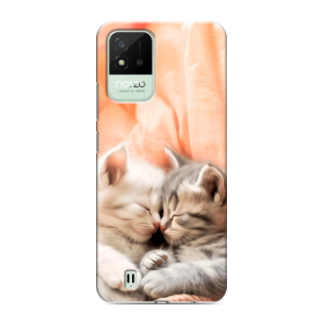 Силиконовый противоударный чехол на Realme Narzo 50i с принтом Котята