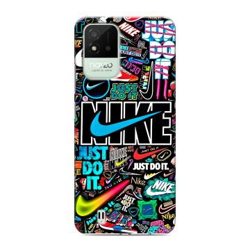 Силиконовый противоударный чехол на Realme Narzo 50i с принтом найк nike черный Силиконовый противоударный чехол на Realme Narzo 50i с принтом найк nike черный