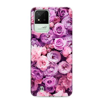 Силиконовый противоударный чехол на Realme Narzo 50i с принтом лавандовые розы