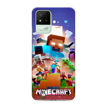 Силиконовый противоударный чехол на Realme Narzo 50i с принтом Майнкрафт Minecraft Силиконовый противоударный чехол на Realme Narzo 50i с принтом Майнкрафт Minecraft