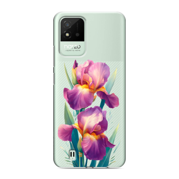 Силиконовый противоударный чехол на Realme Narzo 50i с принтом Цветы орхидеи