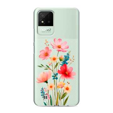 Силиконовый противоударный чехол на Realme Narzo 50i с принтом Цветы