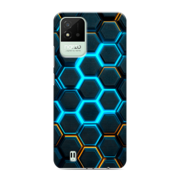 Силиконовый противоударный чехол на Realme Narzo 50i с принтом Неоновые соты