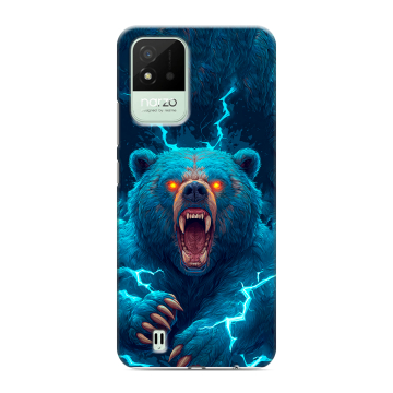 Силиконовый противоударный чехол на Realme Narzo 50i с принтом Медведь
