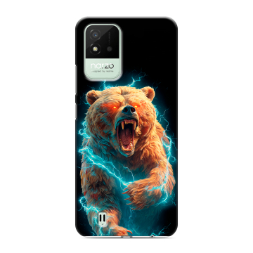 Силиконовый противоударный чехол на Realme Narzo 50i с принтом Медведь