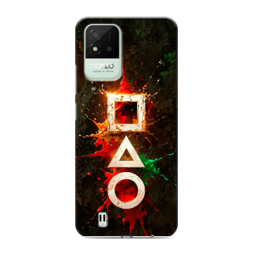 Силиконовый противоударный чехол на Realme Narzo 50i с принтом Squid Game Игра кальмара