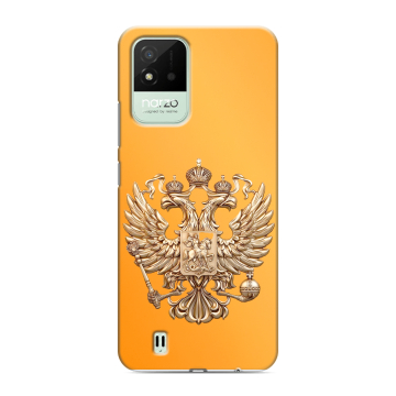 Силиконовый противоударный чехол на Realme Narzo 50i с принтом Герб Флаг России