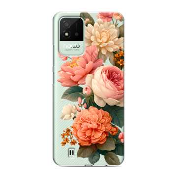 Силиконовый противоударный чехол на Realme Narzo 50i с принтом цветы