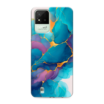 Силиконовый противоударный чехол на Realme Narzo 50i с принтом Мрамор блестки