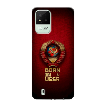 Силиконовый противоударный чехол на Realme Narzo 50i с принтом Флаг Герб СССР