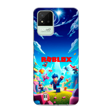 Силиконовый противоударный чехол на Realme Narzo 50i с принтом Roblox Роблокс