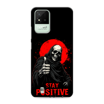 Силиконовый противоударный чехол на Realme Narzo 50i с принтом смешной скелет
