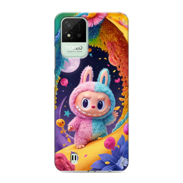 Силиконовый противоударный чехол на Realme Narzo 50i с принтом Labubu Лабубу